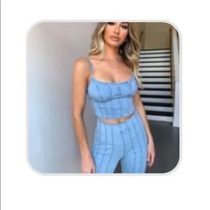 Tiger mist denim corset / bustier crop top XS